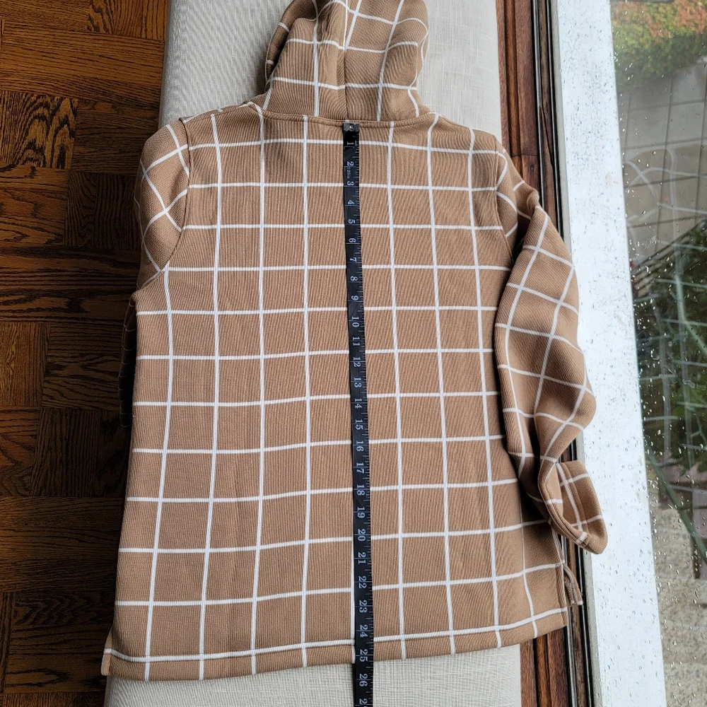 New! J Crew Sz L Camel Gridline Funnelneck Sweater Large NWT
